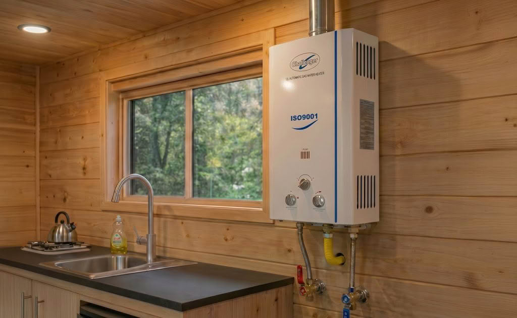 Challenger califont inside tiny home NZ